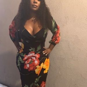 Fashion Nova Dress floral print Black